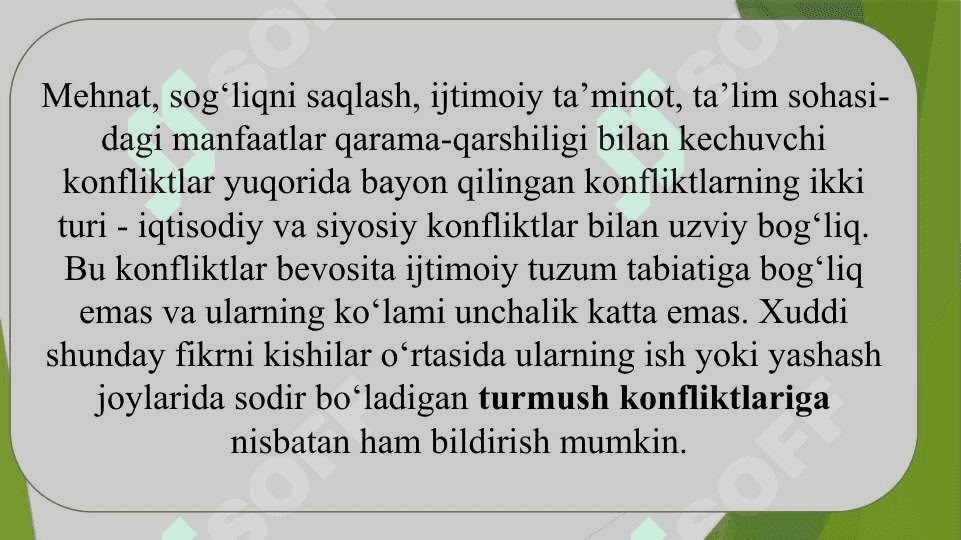 Ijtimoiy tizimning turli sohalarida uchraydigan konfiliktlar 6