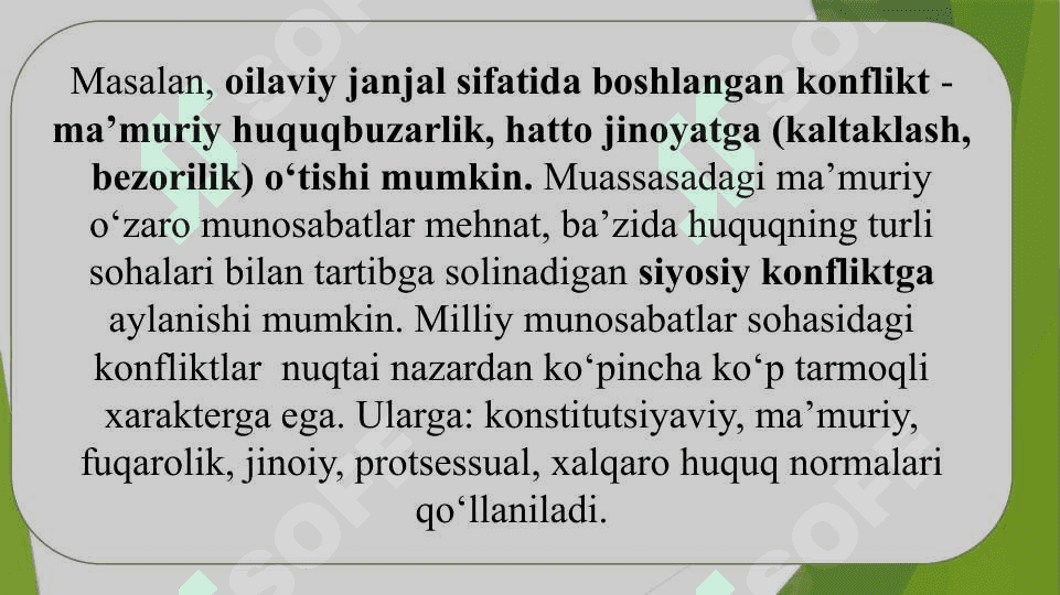 Ijtimoiy tizimning turli sohalarida uchraydigan konfiliktlar 8