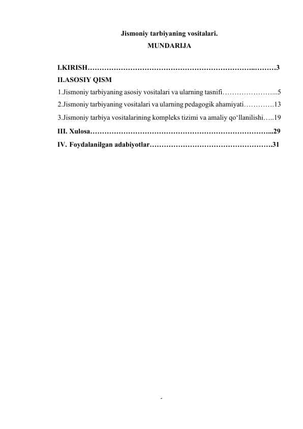 Jismoniy tarbiyaning vositalari.