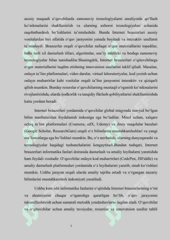 INFORMATIKA FANLARINI  O‘QITISHDA INTERNET BRAUZERLARDAN FOYDALANISHNING O‘RNI VA AHAMIYATI 3