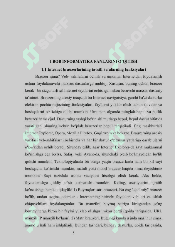 INFORMATIKA FANLARINI  O‘QITISHDA INTERNET BRAUZERLARDAN FOYDALANISHNING O‘RNI VA AHAMIYATI 5
