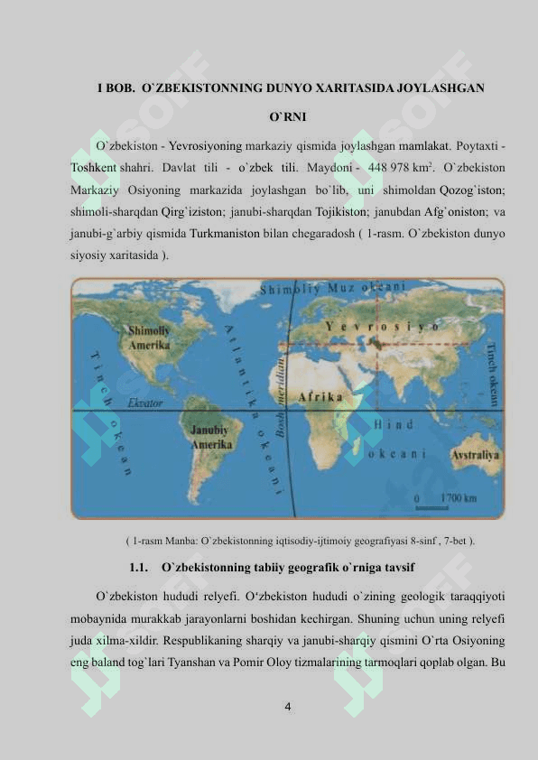 O`ZBEKISTONNING GEOGRAFIK O`RNI 4