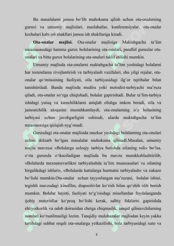 BOLALARNING NUTQ MADNIYATINI O'SISHIDA OILANING O’RNI 8