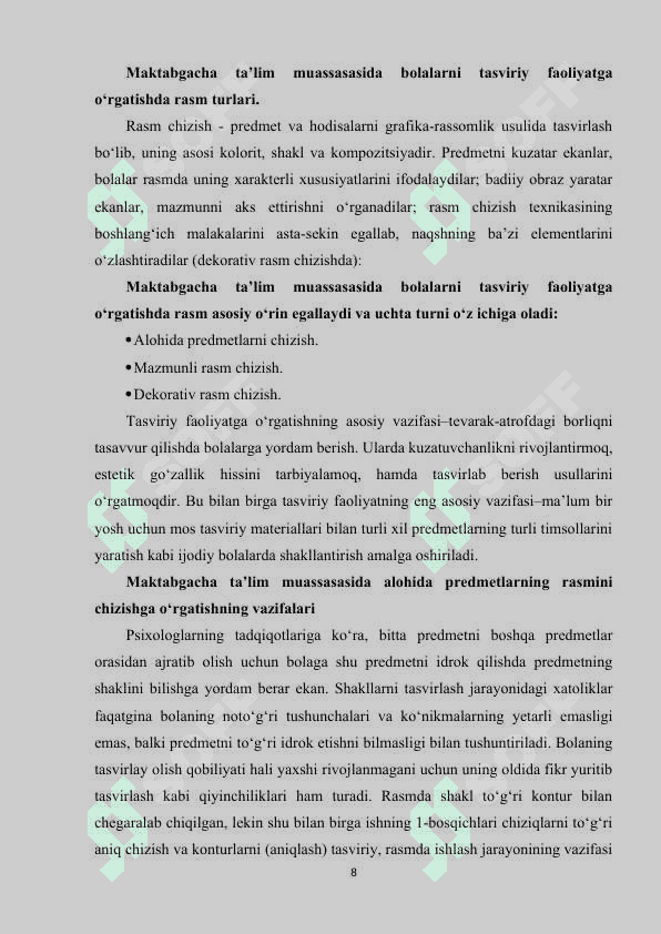Maktabga tayyorlov yoshidagi bolalar guruhida tasviriy faoliyat mashg‘ulotlari 8