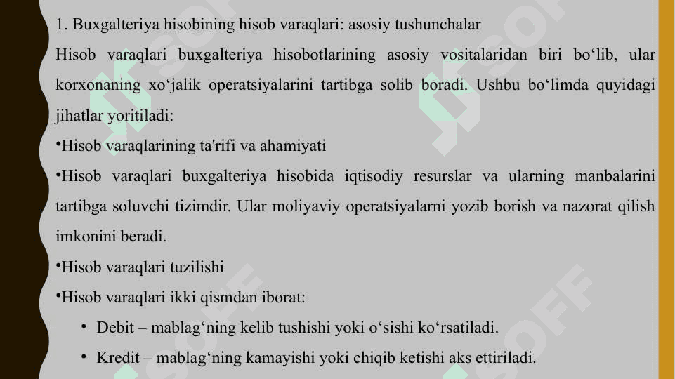 Bugalteriya hisobining hisob varaqalari va schot rejasi 4