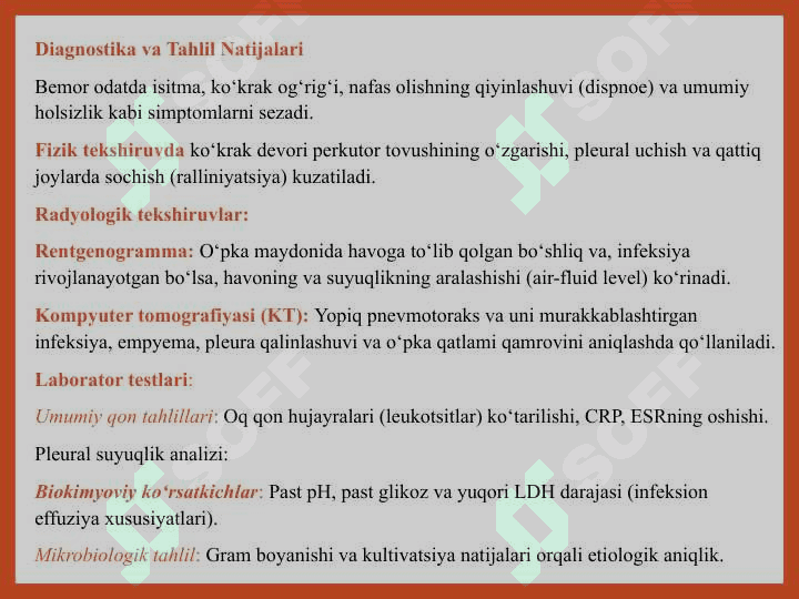 Ko‘krak qafasi va Qorin bo‘shlig‘i xirurgik infeksiyasi - Кўкрак қафаси ва Қорин бўшлиғи хирургик инфекцияси 6