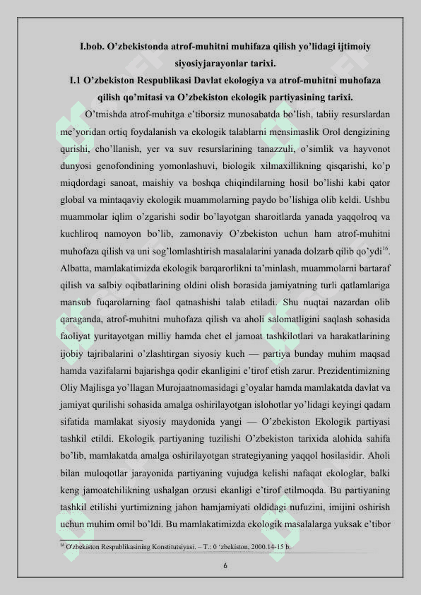 O’zbekistonda atrof-muhitni muhofaza qilish va sog’lomlashtirish yo’lidagi ijtimoiy-siyosiy jarayonlar tarixi 6
