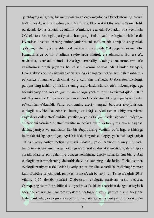 O’zbekistonda atrof-muhitni muhofaza qilish va sog’lomlashtirish yo’lidagi ijtimoiy-siyosiy jarayonlar tarixi 7
