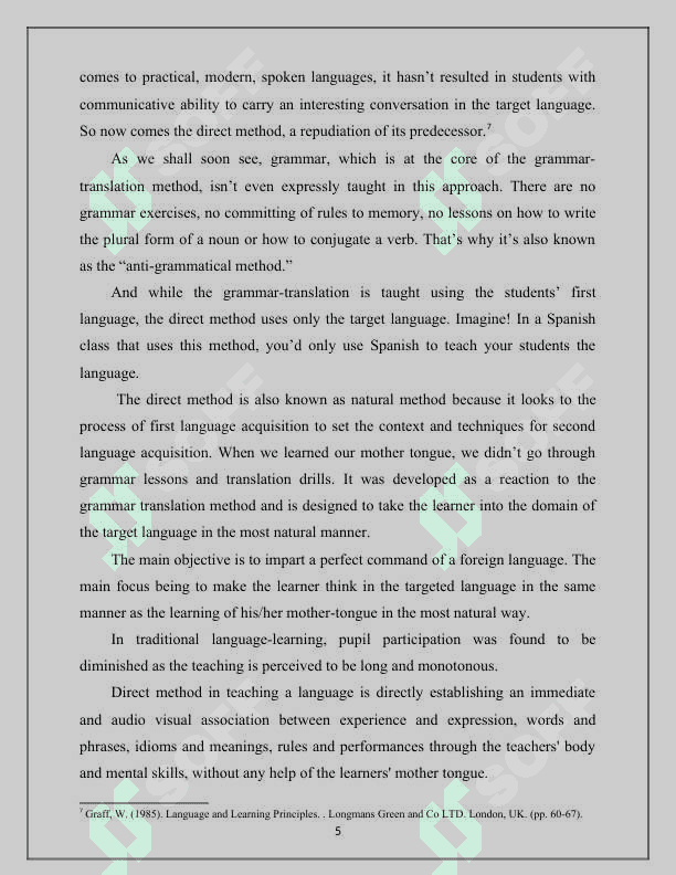 Theme The role of the direct method in teaching english A2 level of students 5