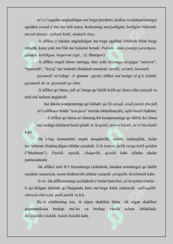 O’zbek tilida ruhiy holatni ifodalovchi sifatlar semantikasi 6