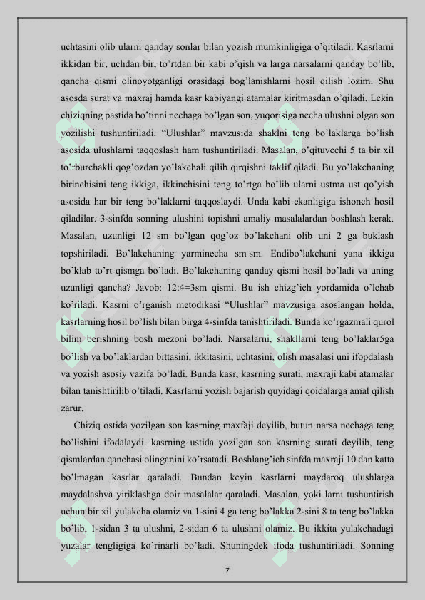 Kasr tushunchasi bilan tanishtirish 6