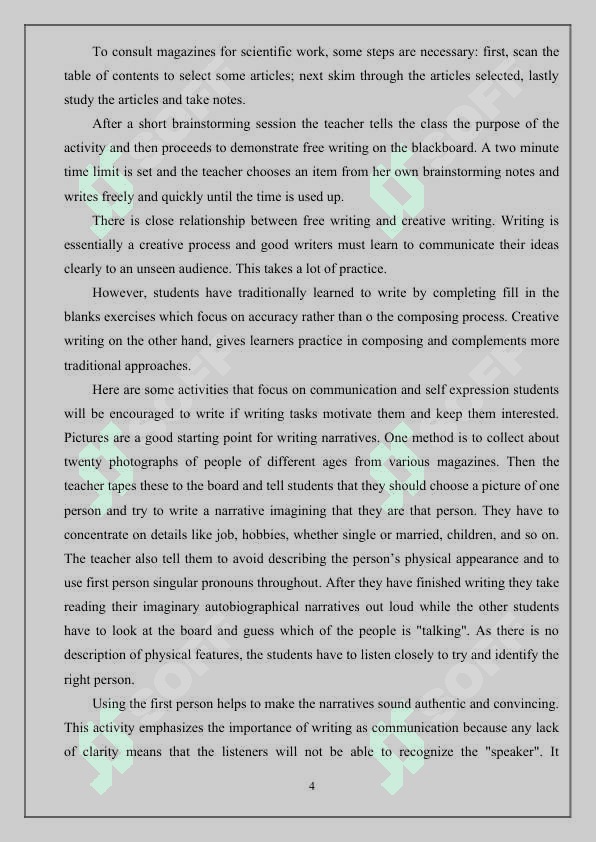 Developing writing skills of A2 level students with an essay 4