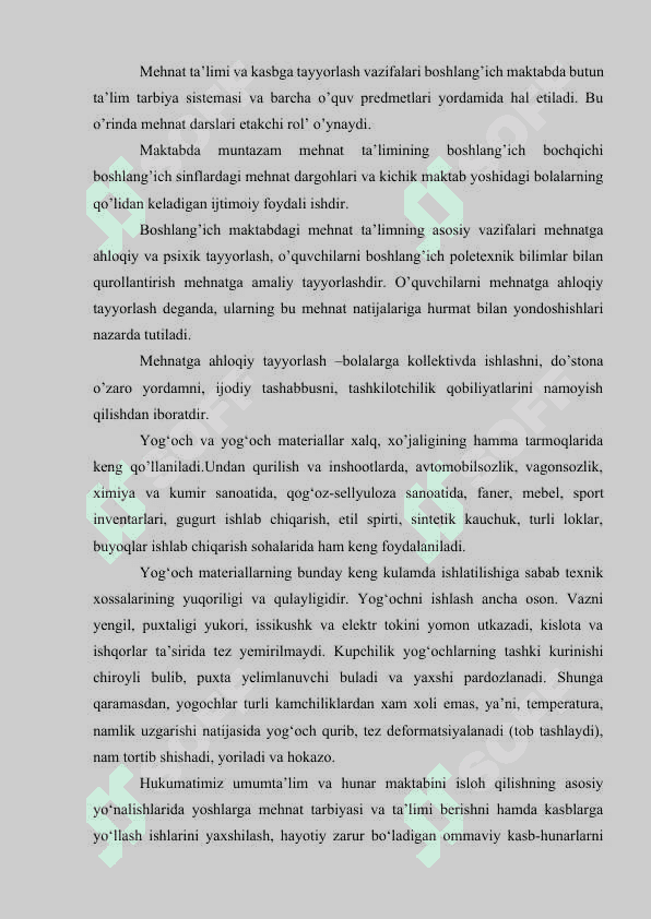 Yog'och turlari va xususiyatlarini o'qitish metodikasi 3