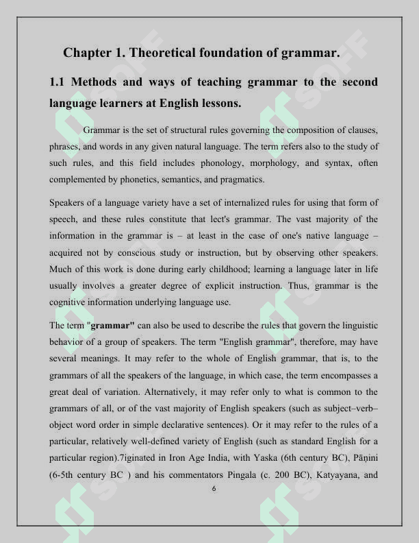 Theoretical foundation of grammar 6