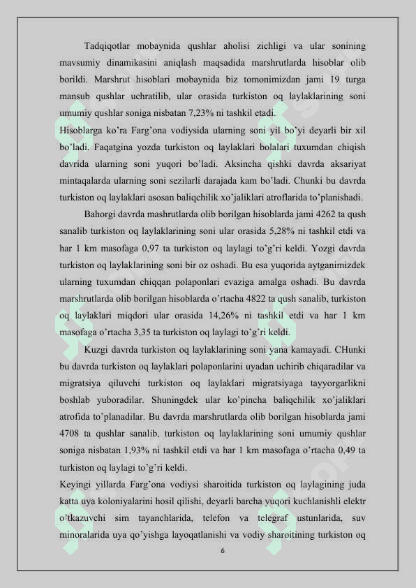 Namangan viloyatida keng tarqalgan qushlar va ularning bioekologik xususiyatlari 6