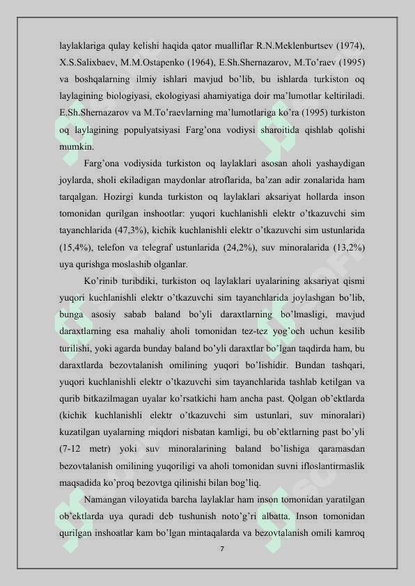 Namangan viloyatida keng tarqalgan qushlar va ularning bioekologik xususiyatlari 7