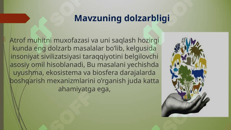 UYUSHMA, EKOSISTEMA VA BIOSFERANING BIOFIZIK ASOSLARI 4