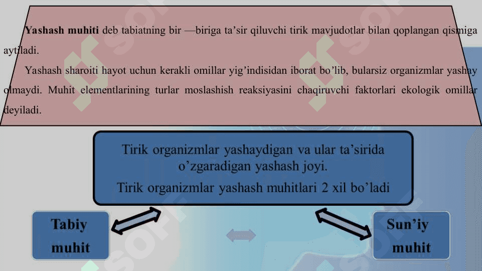 Atrof-muxit ekologik omillari va ularning o‘zaro ta’siri xususiyatlari 2