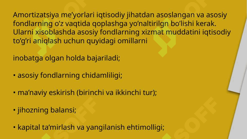 Asosiy fondlarning o’rtacha yillik qiymatini hisoblash 4