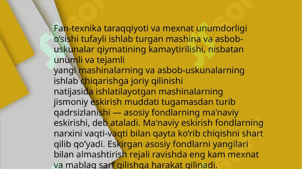 Asosiy fondlarning o’rtacha yillik qiymatini hisoblash 8