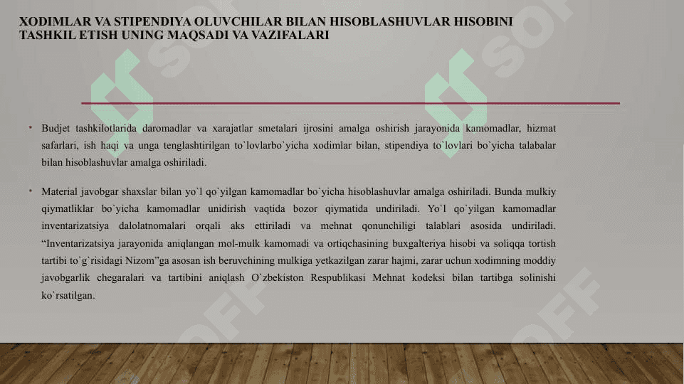 Byudjet tashkilotlarida hodimlar va stipendiya oluvchilar bilan hisoblashuvlar hisobi 3