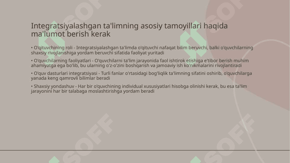 Integratsiyalashgan ta'limni amaliyotga tadbiq etish bo'yicha turli guruhlarga mansub respondentlarning fikrlarini aniqlashga qaratilgan sotsiolgik tadqiqotar 2