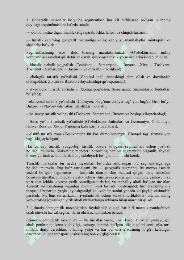 TURISTIK BOZORNI SEGMENTLASH 4