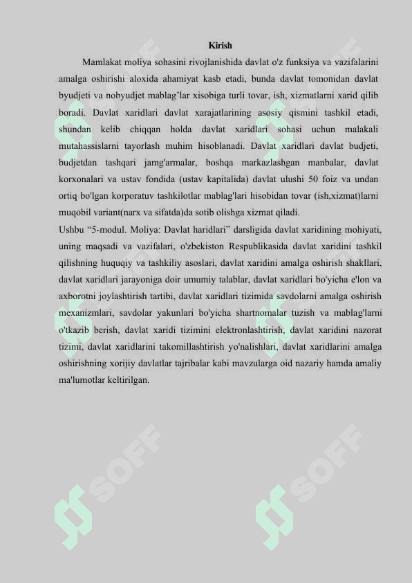 DAVLAT XARIDLARINING MOHIYATI VA UNING IJTIMOIY-IQTISODIY AHAMIYATI. DAVLAT XARIDLARINI TASHKIL ETISHNING HUQUQIY ASOSLARI. 3