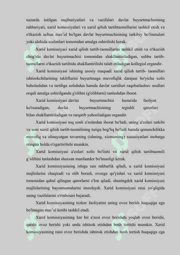 DAVLAT XARIDLARINING MOHIYATI VA UNING IJTIMOIY-IQTISODIY AHAMIYATI. DAVLAT XARIDLARINI TASHKIL ETISHNING HUQUQIY ASOSLARI. 7