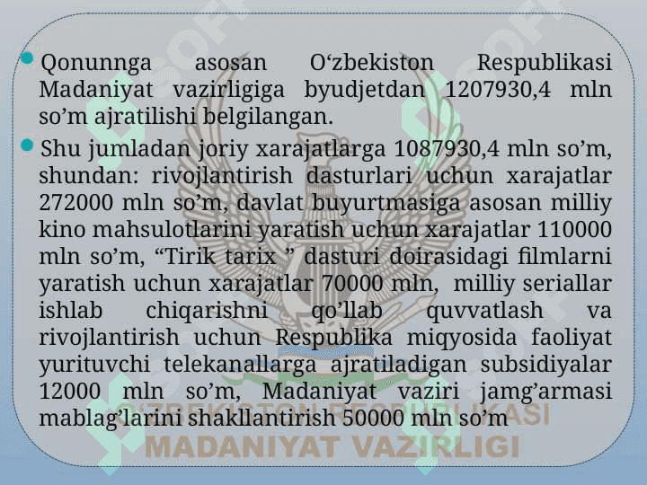 Davlat byudjetining madaniyat va sport xarajatlari 4