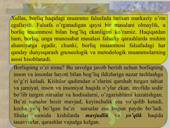 borliq va rivojlanish falsafasi 8