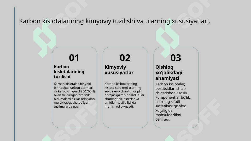 Alifatik va aromatik karbon kislotalar qatori pistitsidlar 3