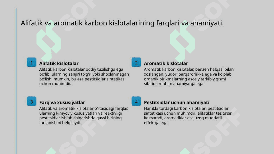 Alifatik va aromatik karbon kislotalar qatori pistitsidlar 4