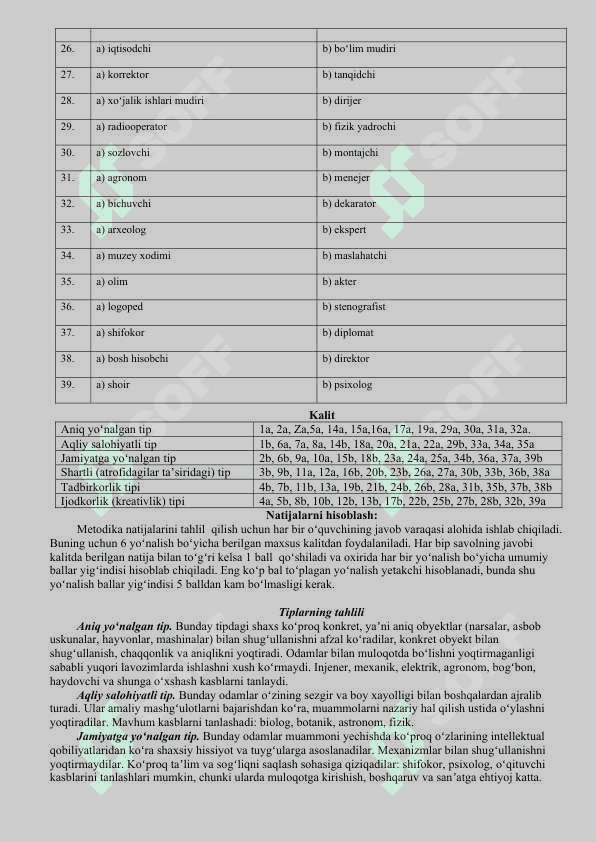 Xolland metodikasi 2