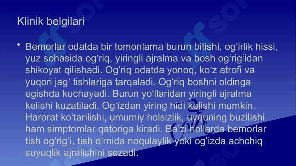 Odontogen gaymorit . Tashxislash va davolash usullari algoritmlari . Yuqori jag' bo'shlig'i perforatsiyasi . Tashxislash va davolash usullari algoritmlari 6