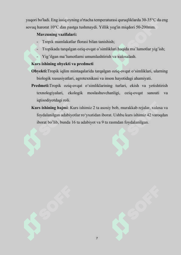 Tropikada tarqalgan oziq ovqat oʻsimliklari 7