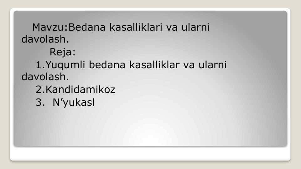 Bedana kasalliklari va ularni davolash