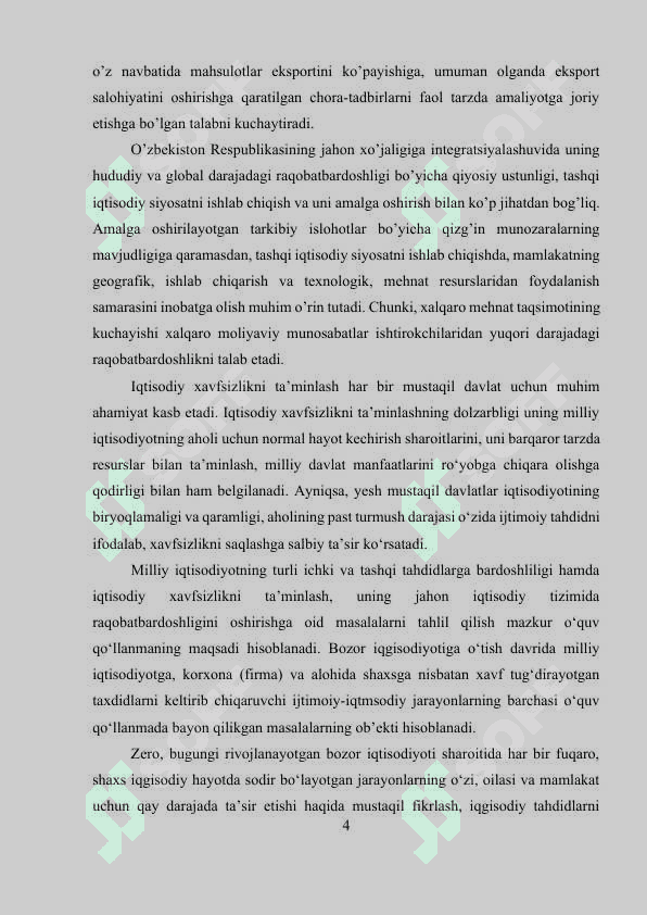 O‘ZBEKISTONNING DUNYONING RIVOJLANGAN DAVLATLARI BILAN IQTISODIY HAMKORLIGI 4