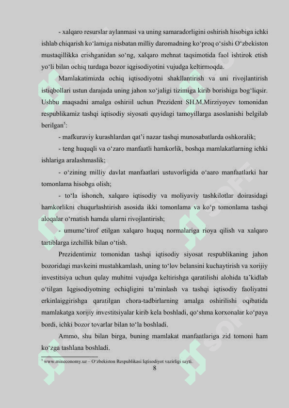 O‘ZBEKISTONNING DUNYONING RIVOJLANGAN DAVLATLARI BILAN IQTISODIY HAMKORLIGI 8