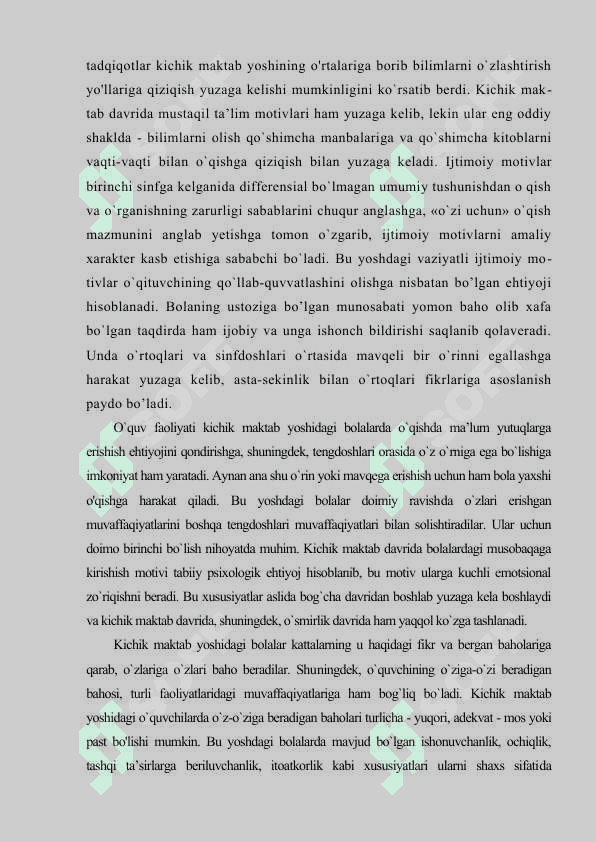 Kichik maktab yoshida ijtimoiy hayot. O’qituvchilar va tengdoshlari bilan muloqot 5