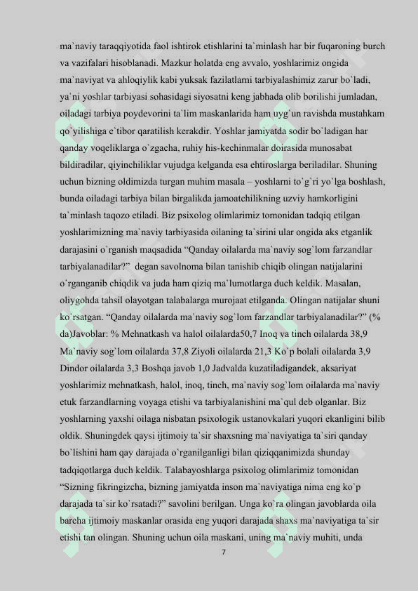 Bolalarni tarbiyalashda oilada sog‘lom turmush tarzini shakllantirishga yo‘naltirilgan metodik yondashuvlar. 7