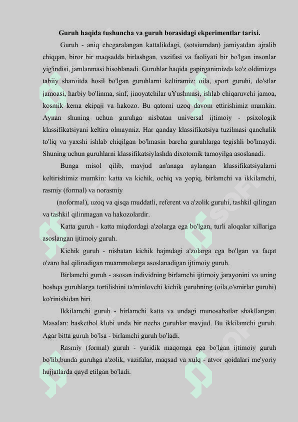 Guruh va guruhlar aro eksperiment 2