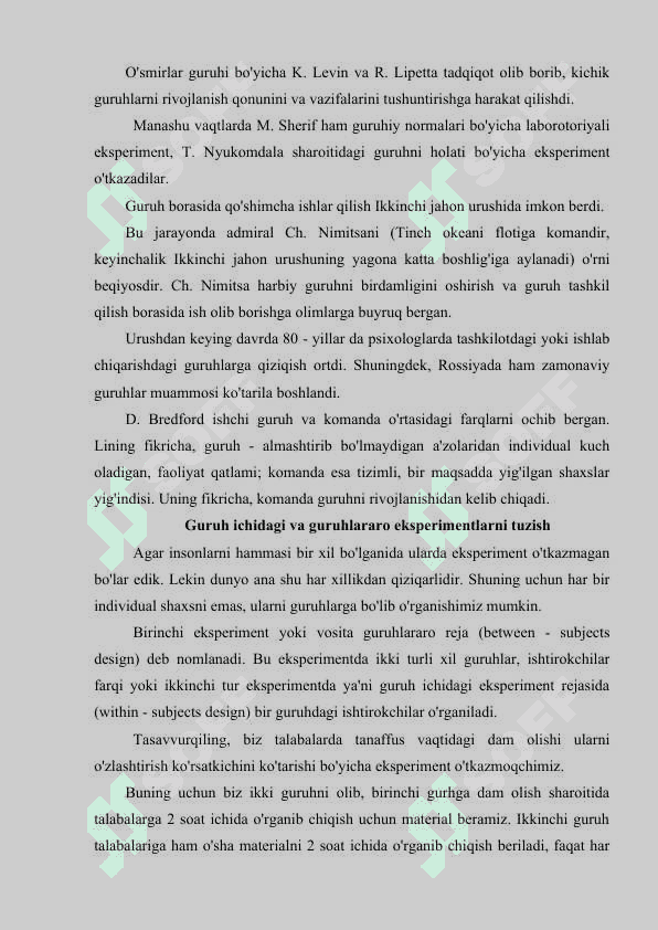 Guruh va guruhlar aro eksperiment 4