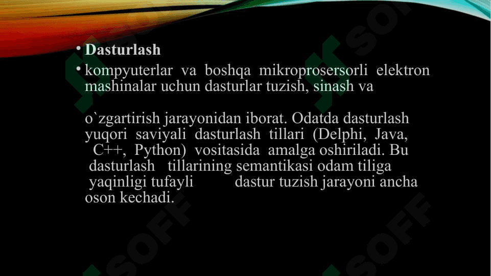Zamonaviy dasturlash texnologiyalari 2