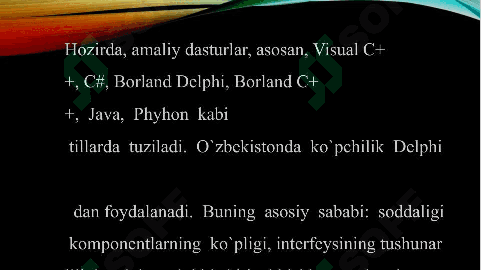 Zamonaviy dasturlash texnologiyalari 7