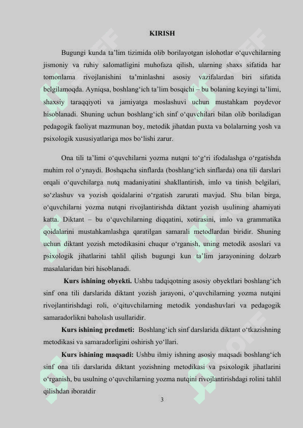 BOSHLANG’ICH SINF ONA TILI DARSLARIDA DIKTANT YOZISH METODIKASI 3