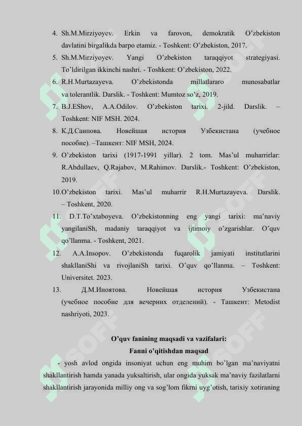 “O’ZBEKISTONNING ENG YANGI TARIXI” O’QUV FANINING PREDMETI, MAQSADI VA VAZIFALARI, NAZARIY-METODOLOGIK TAMOYILLARI. 2