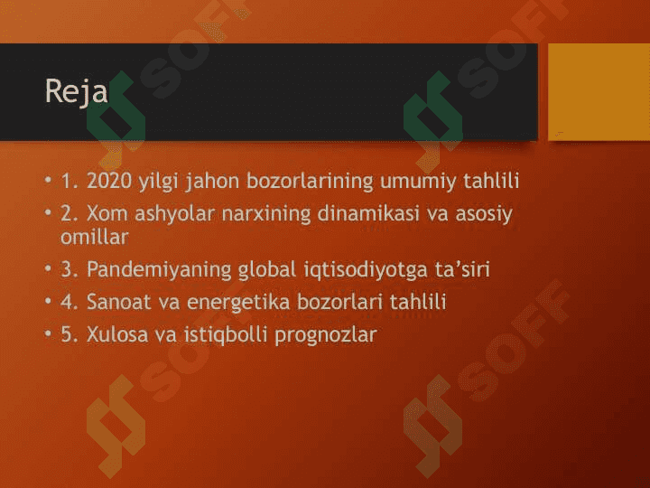 2020 yilgi jahon bozorlarining ahvoli tahlili va xom ashyolar narxining dinamikasi.pptx 2