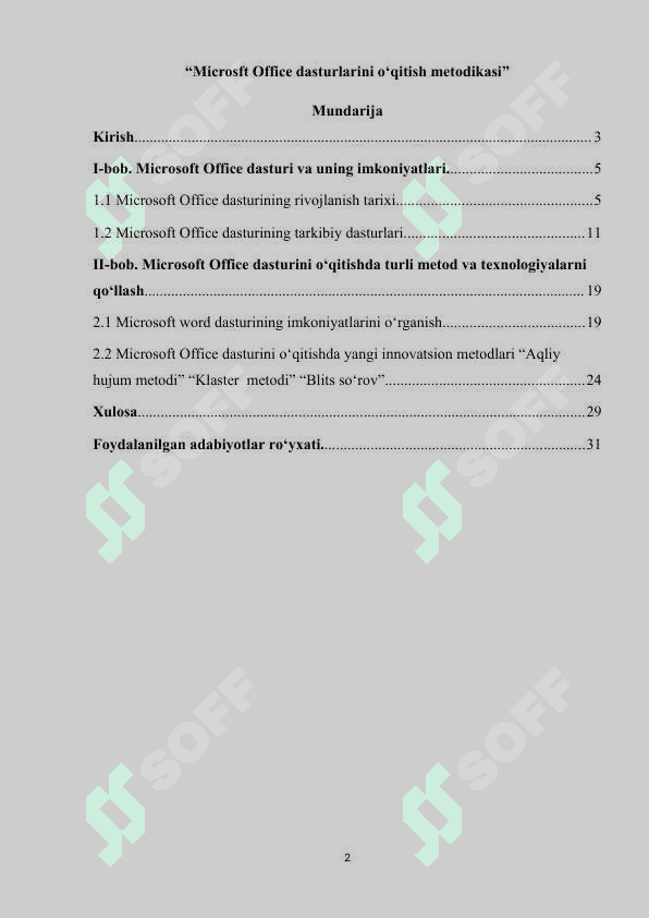 Microsft Office dasturlarini o‘qitish metodikasi 2