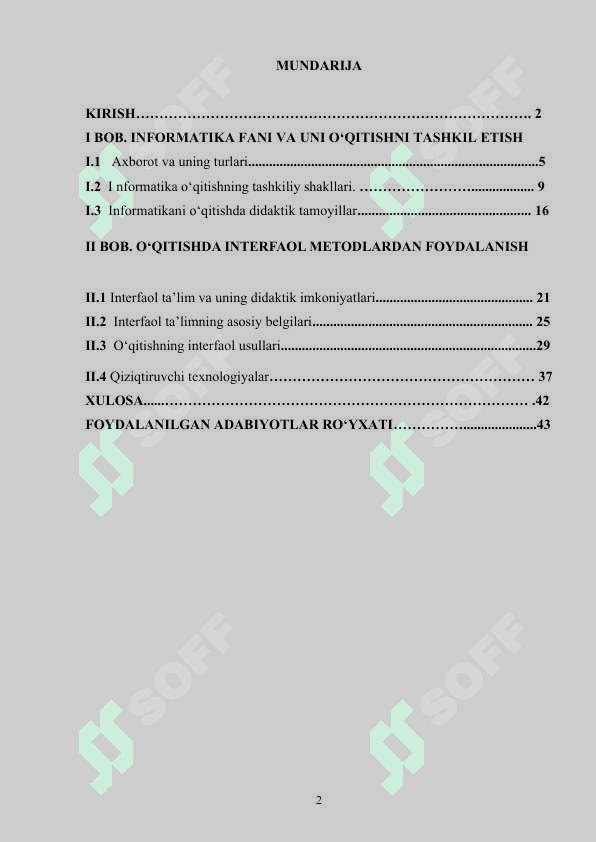 Informatikani  o‘qitishning didaktik  asoslari 2